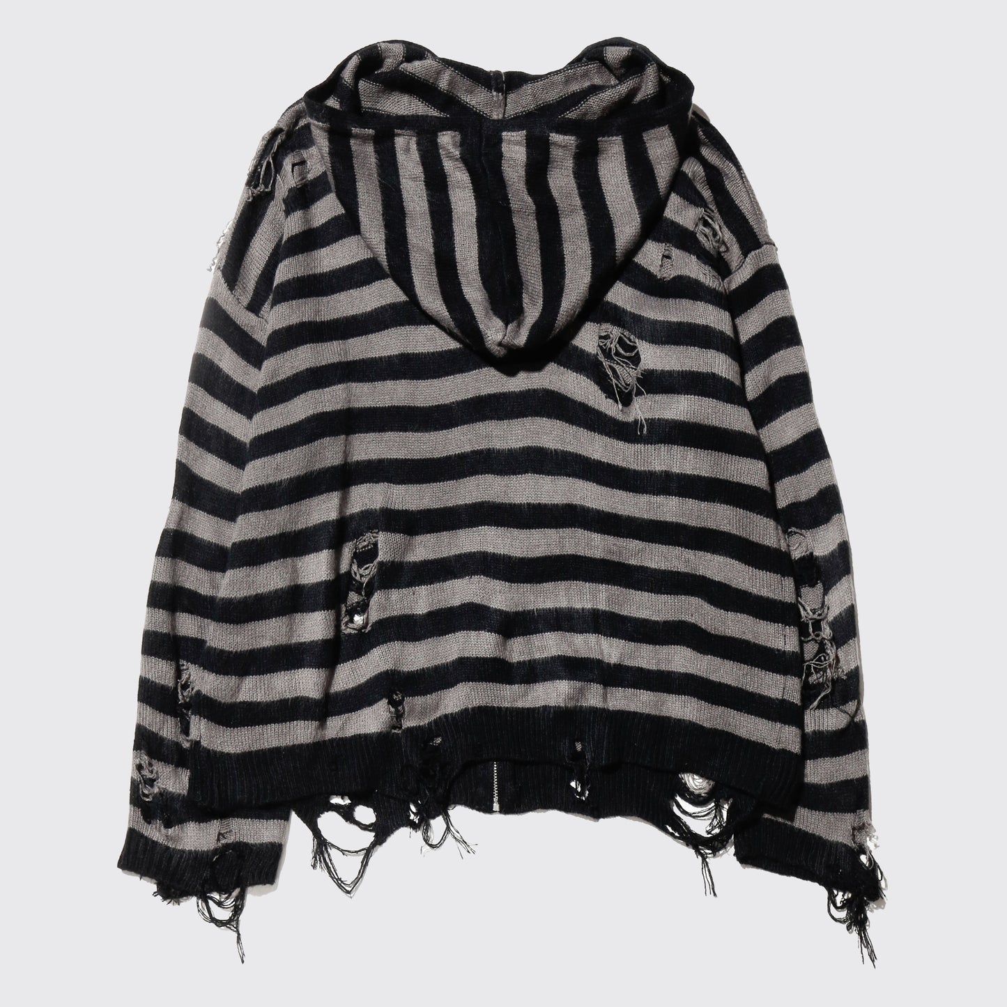 *one-off broken border knit hoodie , with aging kapper badge