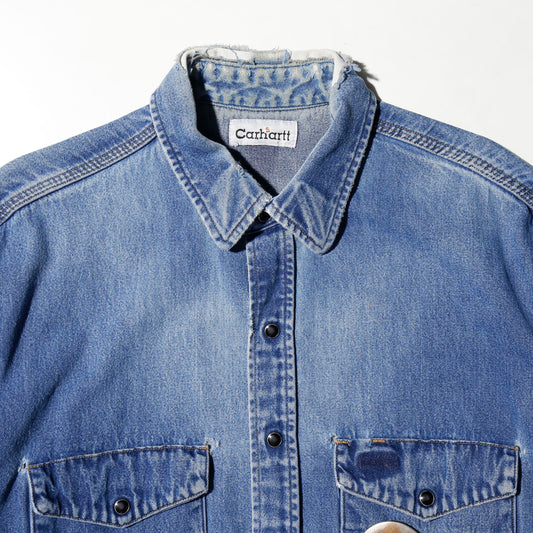 *one-off carhartt broken denim shirt,with copper badge