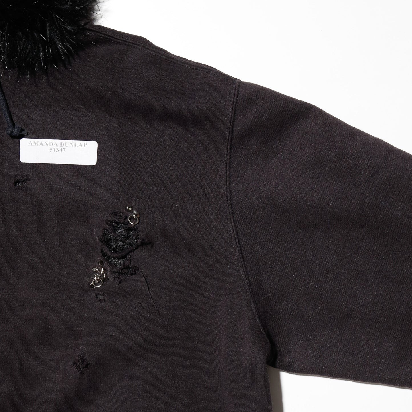 *one-off with fur studs broken hoodie