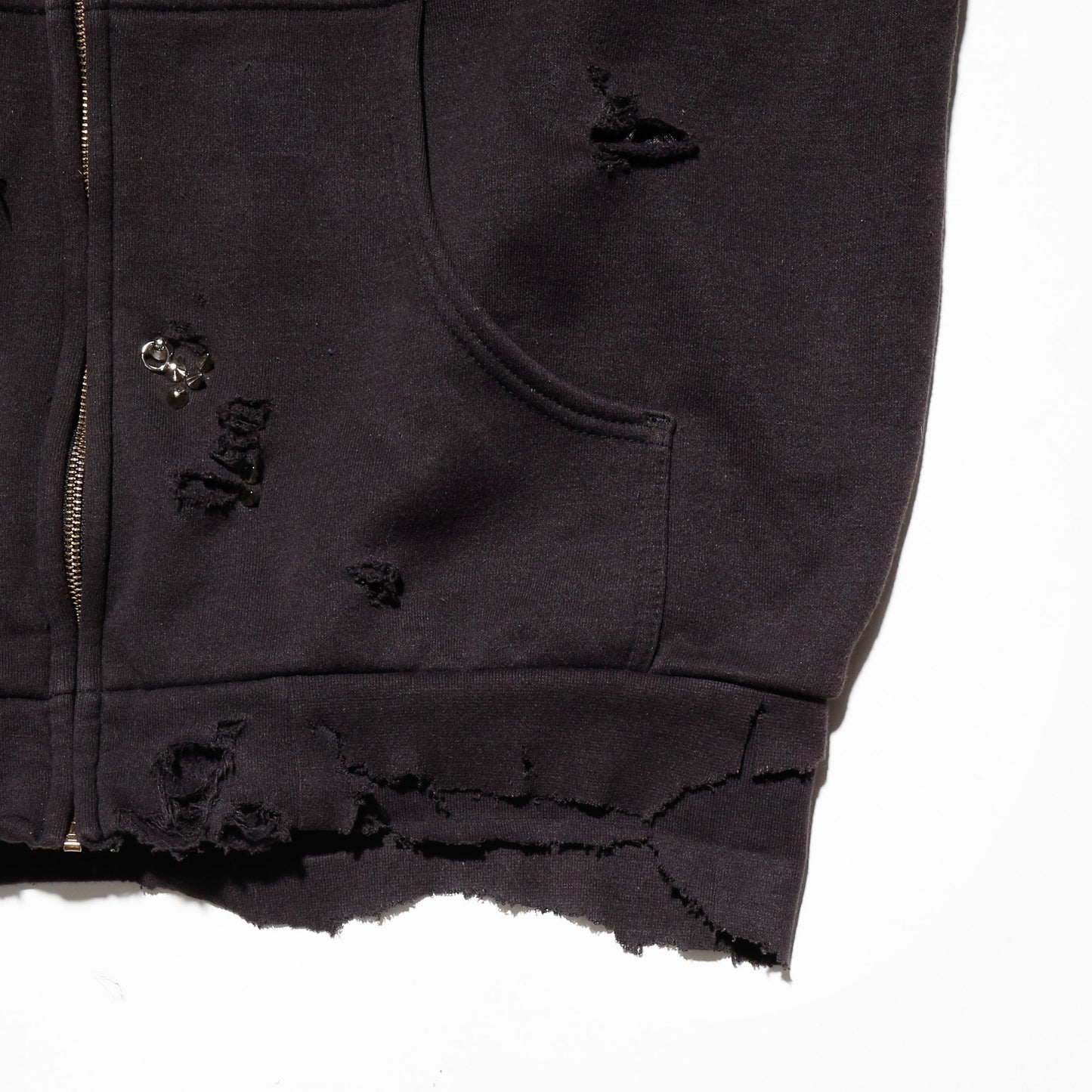 *one-off with fur studs broken hoodie