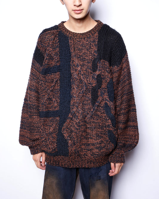 vintage hand knit chunky cable sweater