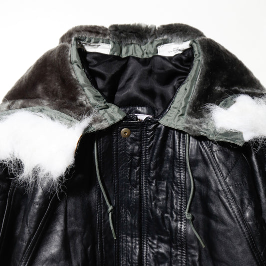 vintage hooded aviator leather jacket