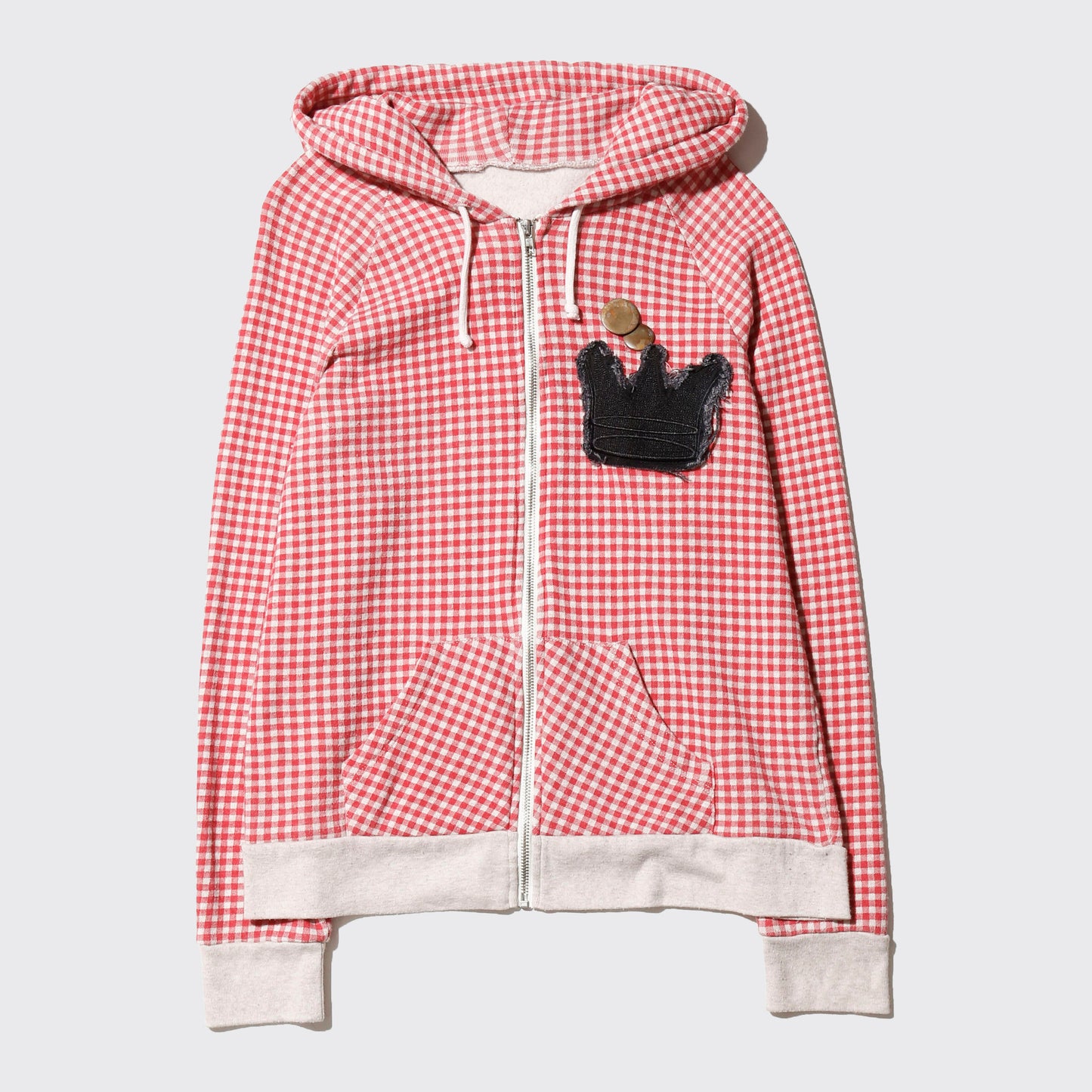 vintage crown gimgam check hoodie, with copper badge