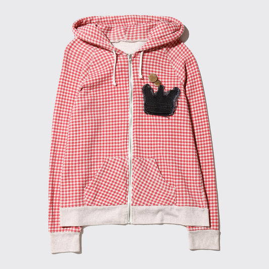 vintage crown gimgam check hoodie, with copper badge