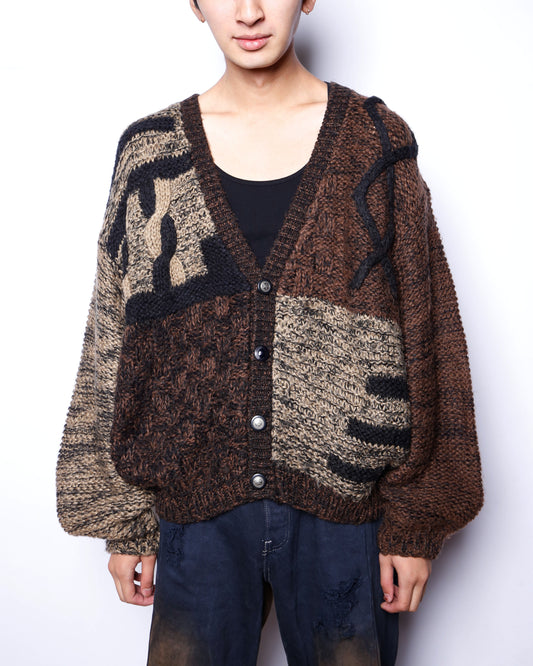 vintage 3d cable knit cardigan