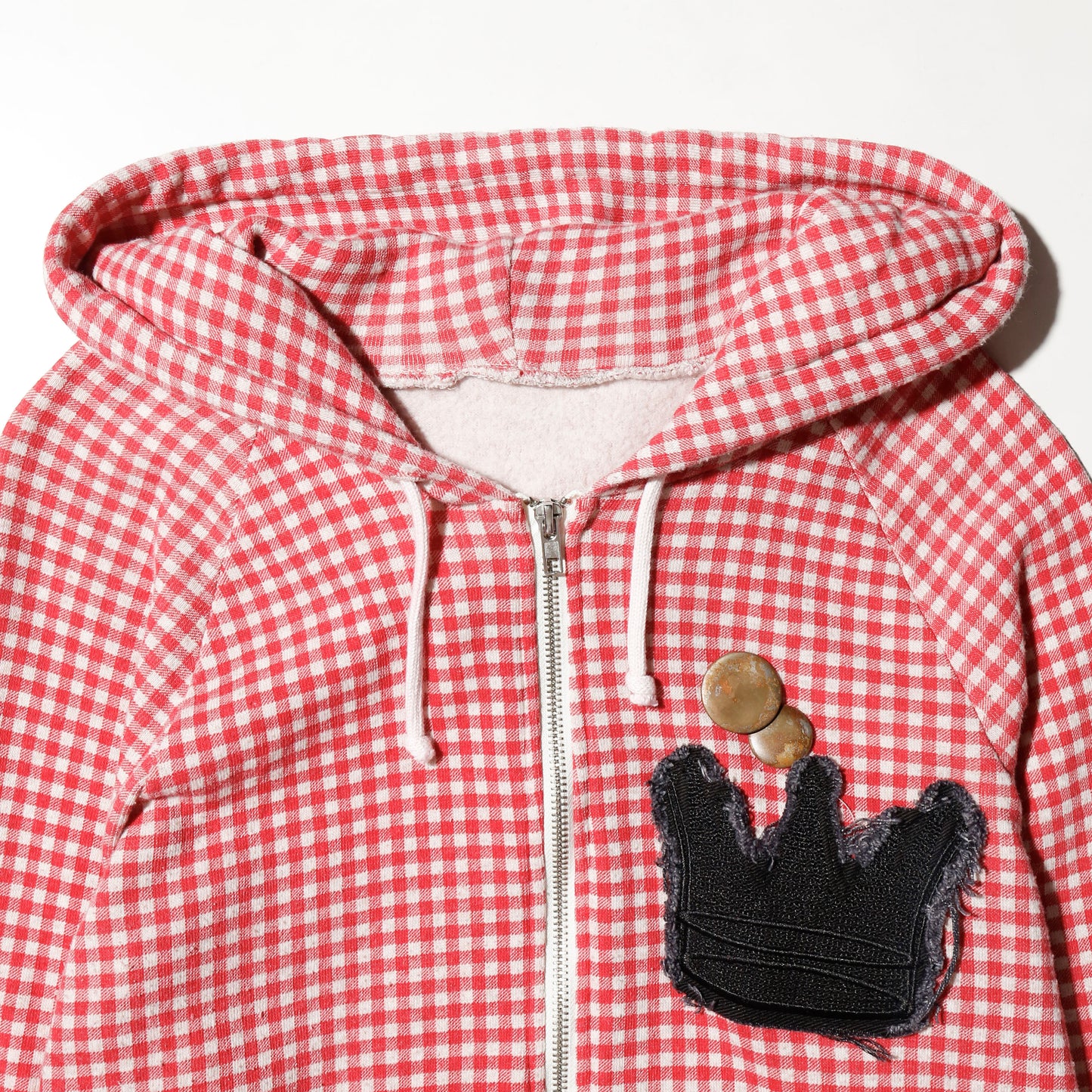 vintage crown gimgam check hoodie, with copper badge
