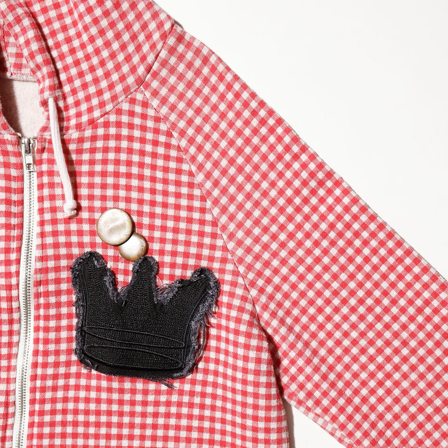 vintage crown gimgam check hoodie, with copper badge