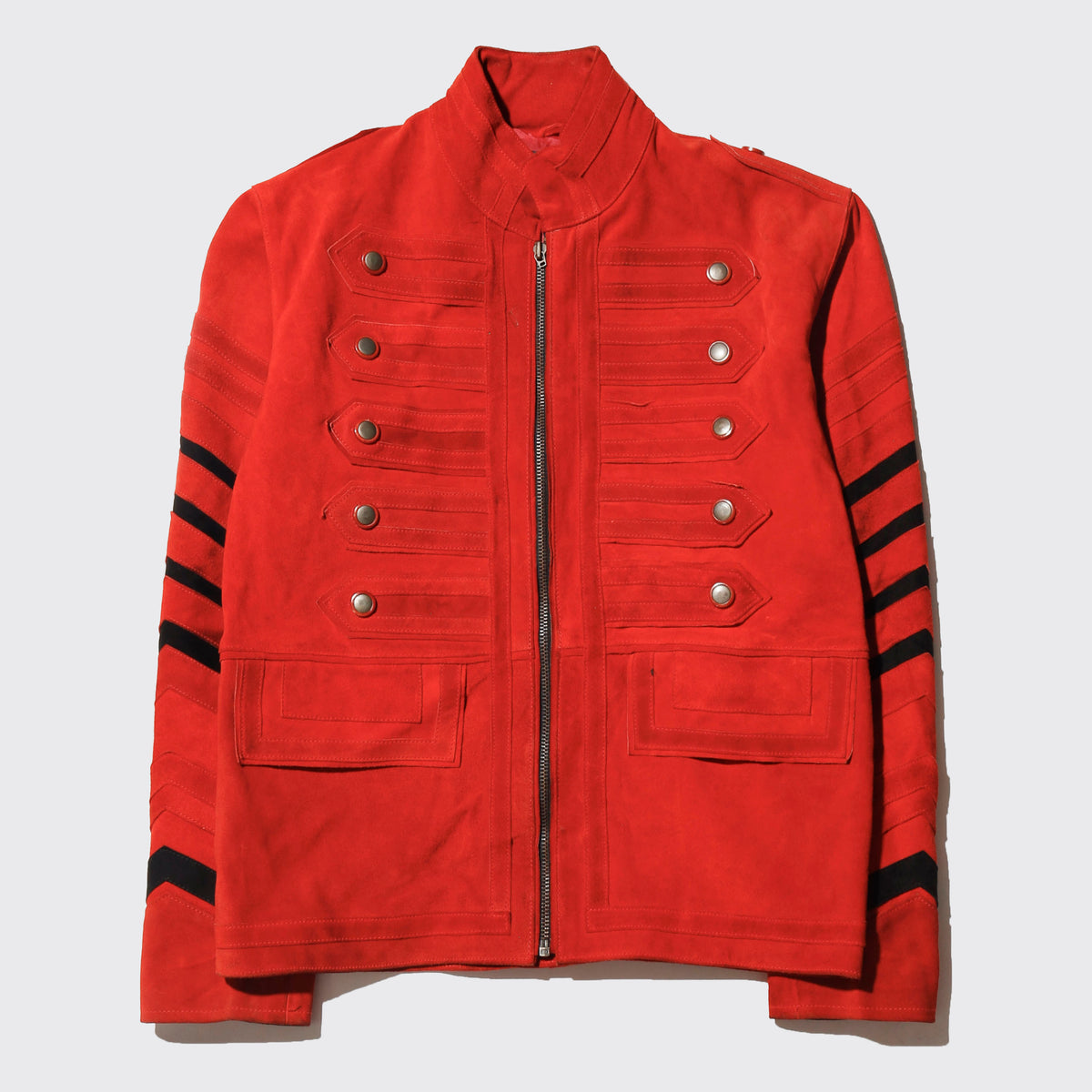 vintage vermilion suede leather hussar napoleon jacket