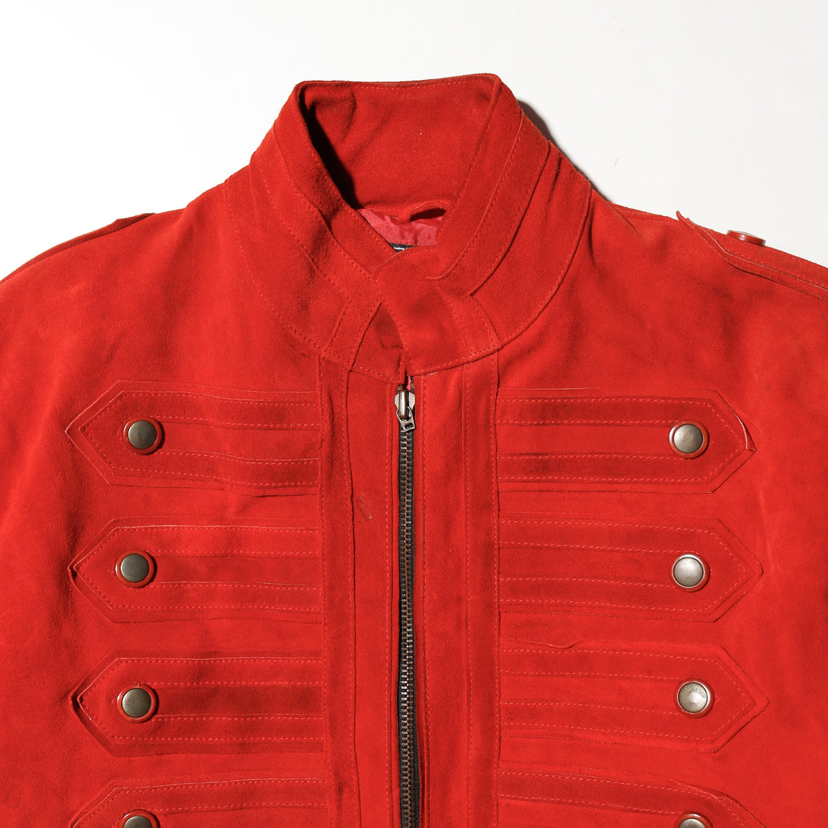 vintage vermilion suede leather hussar napoleon jacket