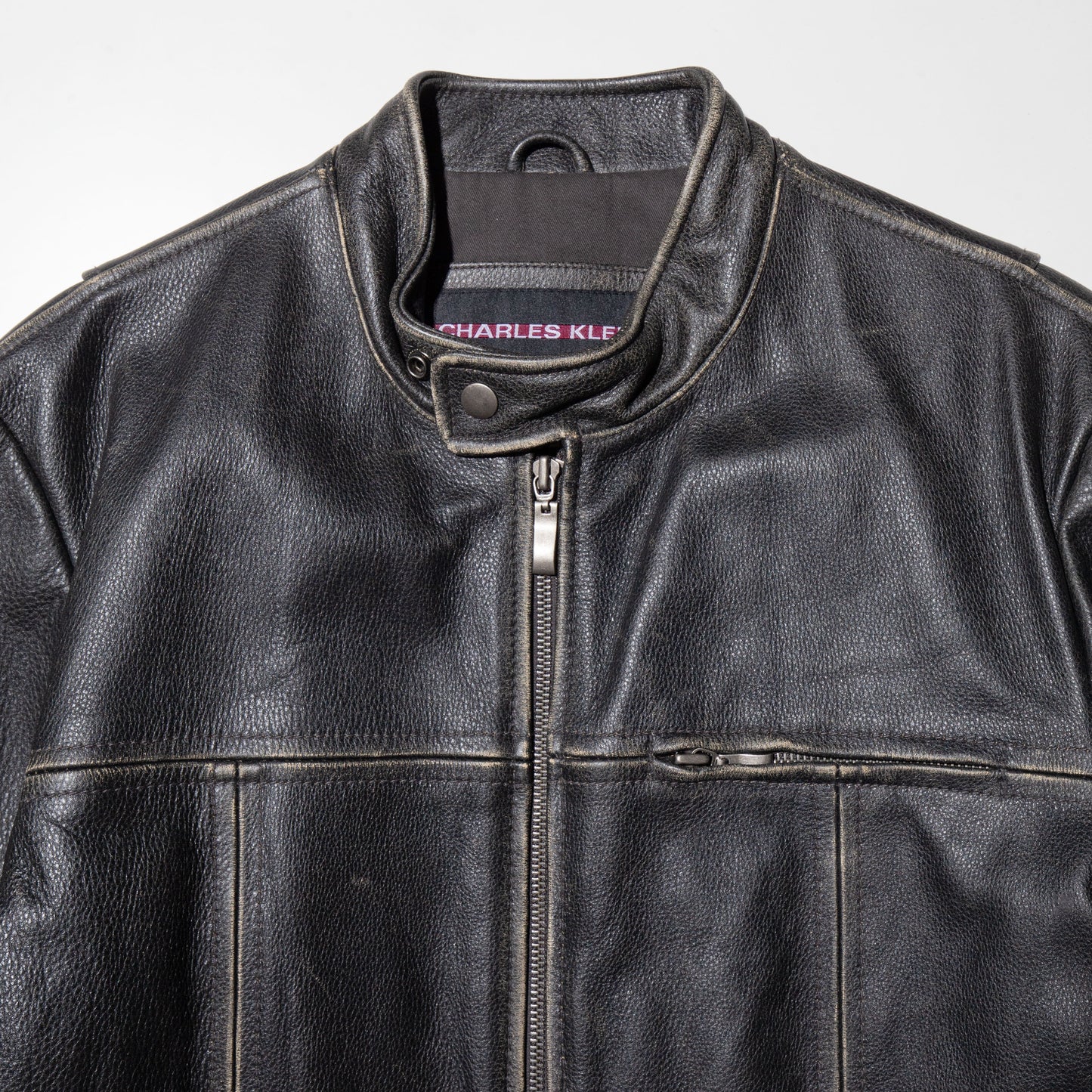 vintage fadded single leather jacket