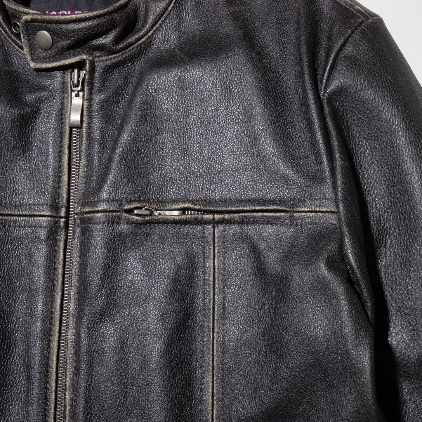 vintage fadded single leather jacket