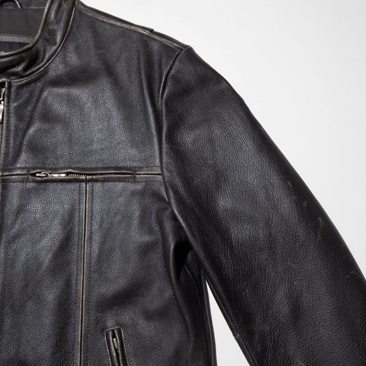 vintage fadded single leather jacket