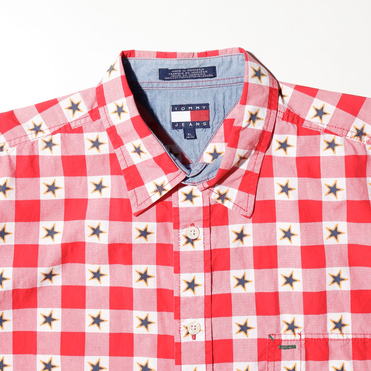 vintage tommy hilfiger star check h/s shirt