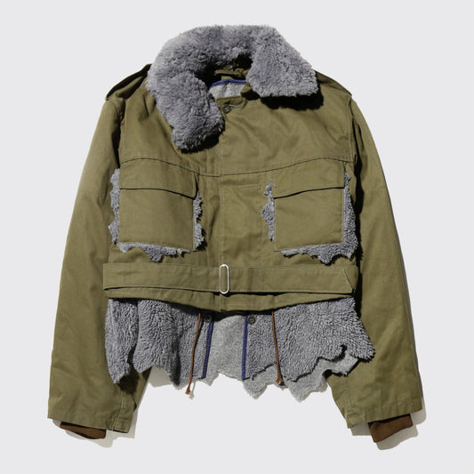 *one-off broken boa field jacket , detachable collar/ liner , hood strage