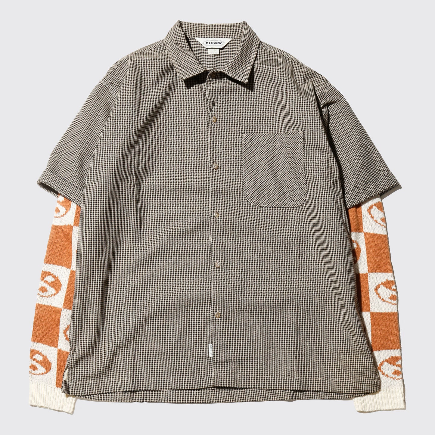 *one-off hybrid yin-yang sleeve shirt jacket