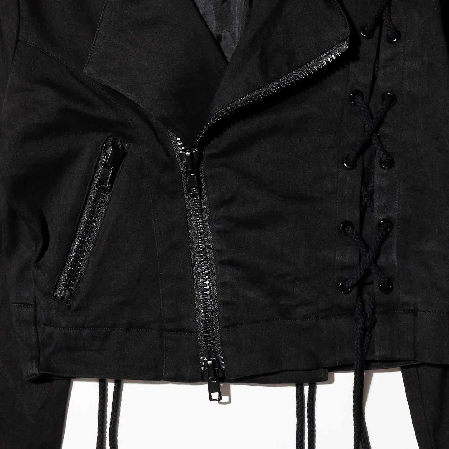 vintage trip nyc cropped lace up riders jacket