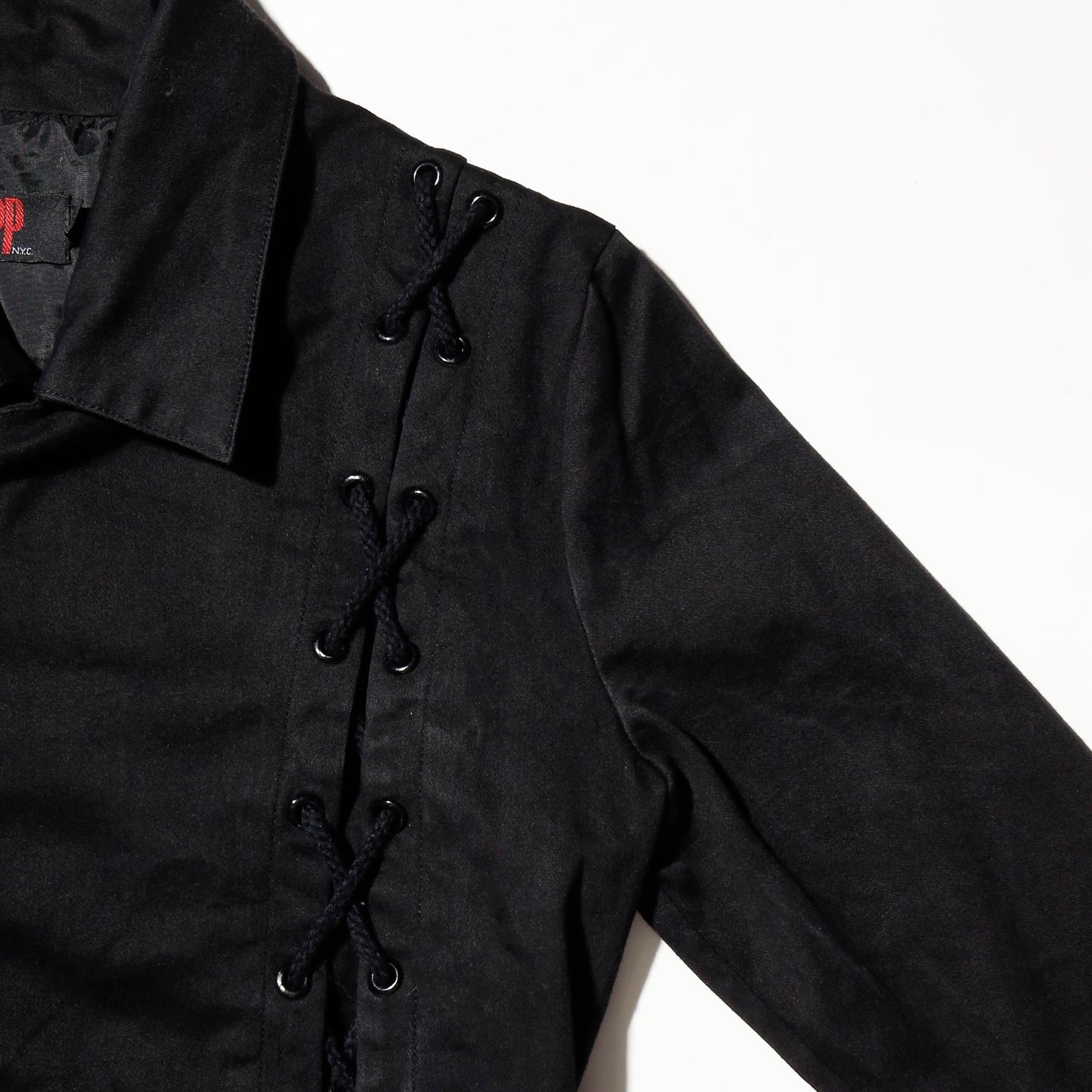 vintage trip nyc cropped lace up riders jacket