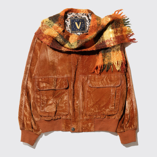*one-off euro with muffler velvet aviator jacket