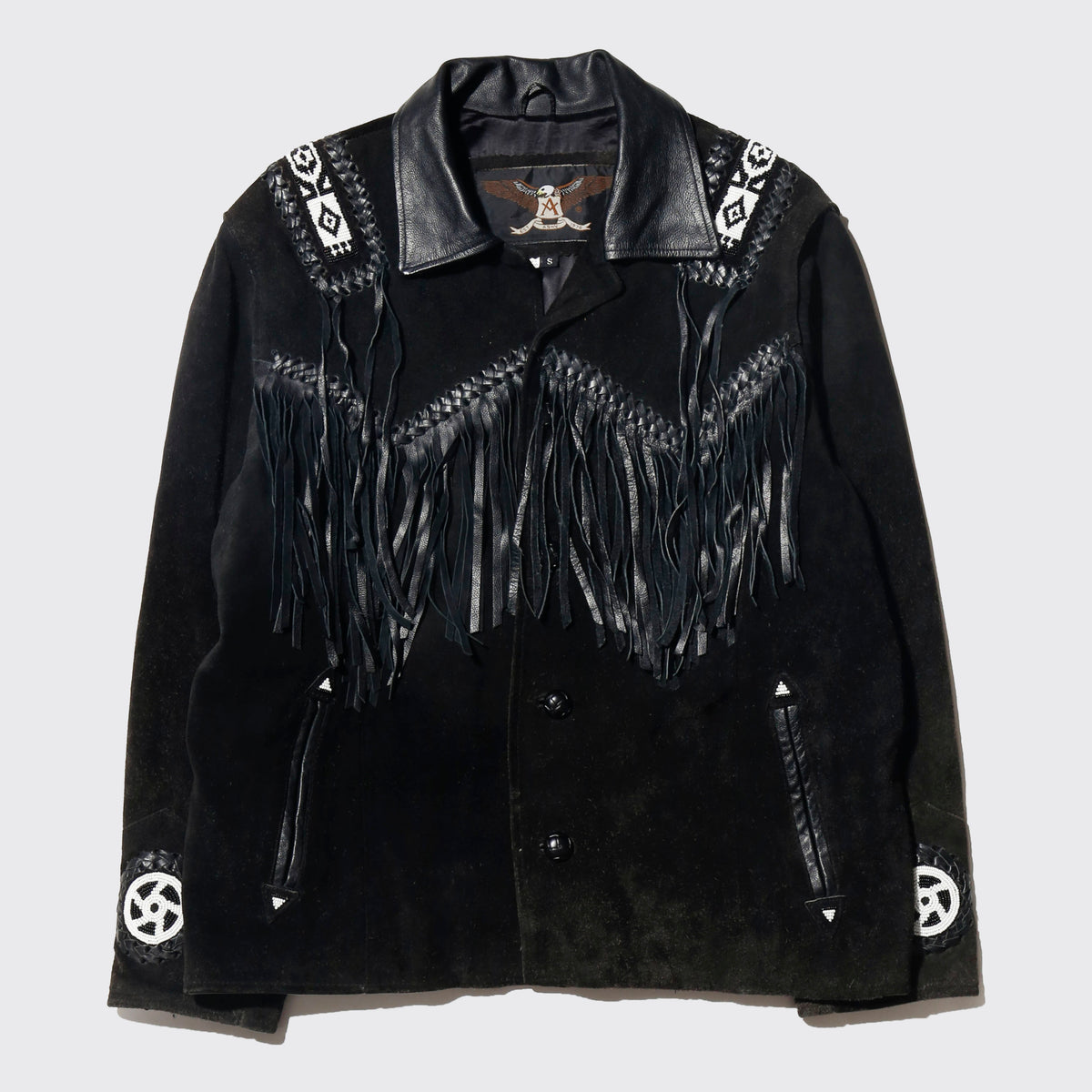 vintage 70's ashy folklore fringe leather jacket