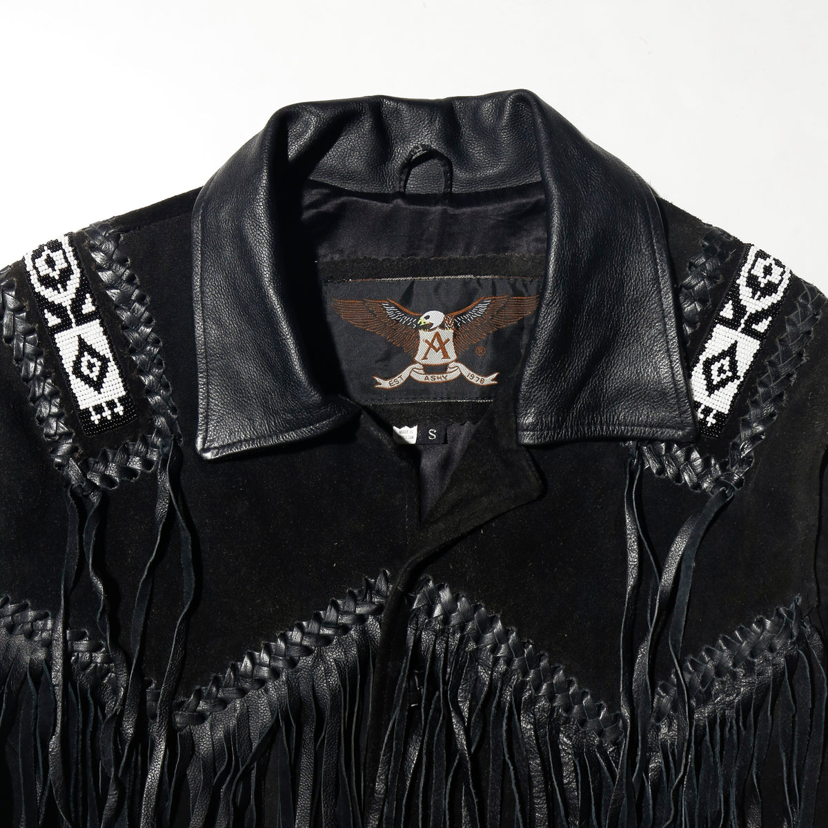 vintage 70's ashy folklore fringe leather jacket