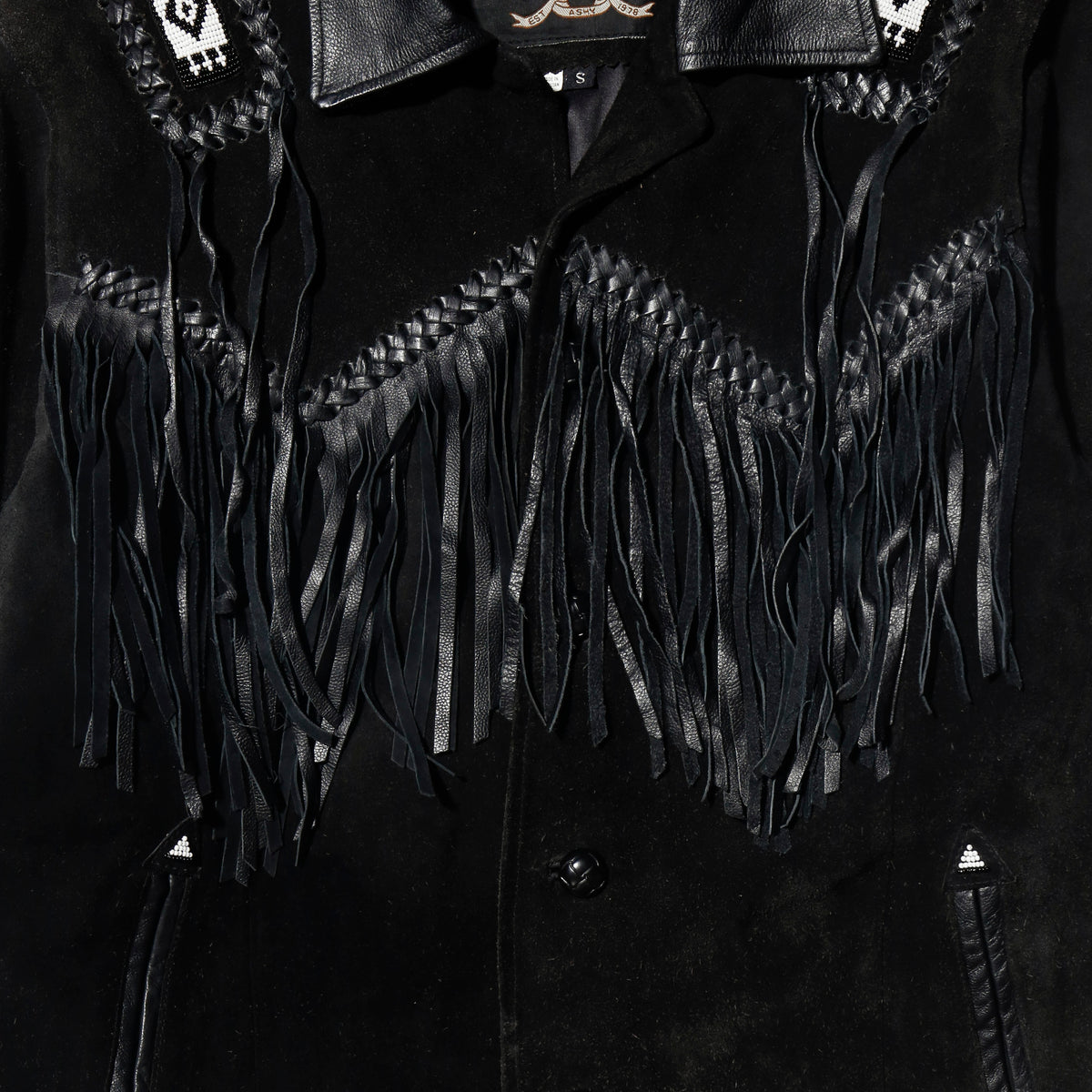 vintage 70's ashy folklore fringe leather jacket