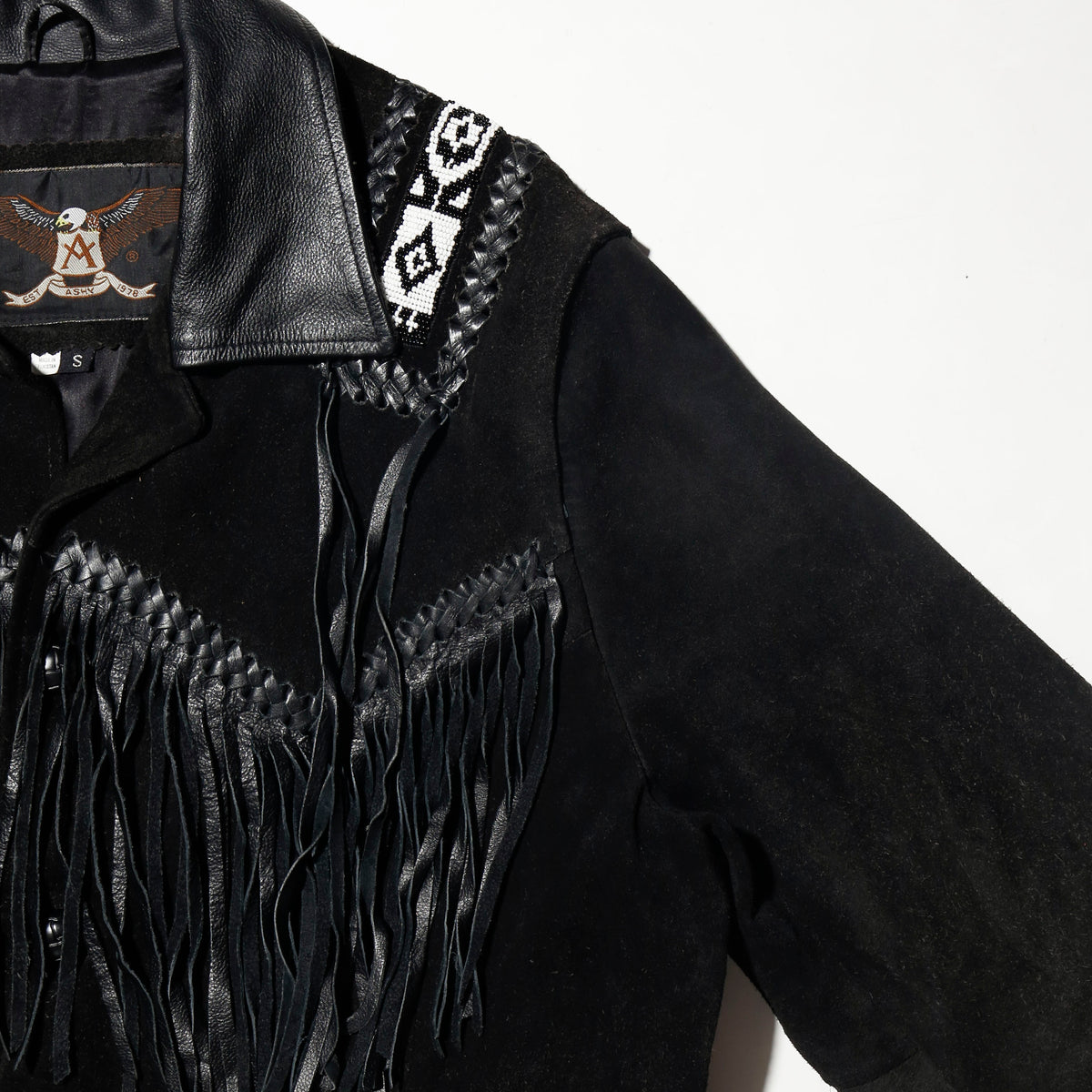 vintage 70's ashy folklore fringe leather jacket