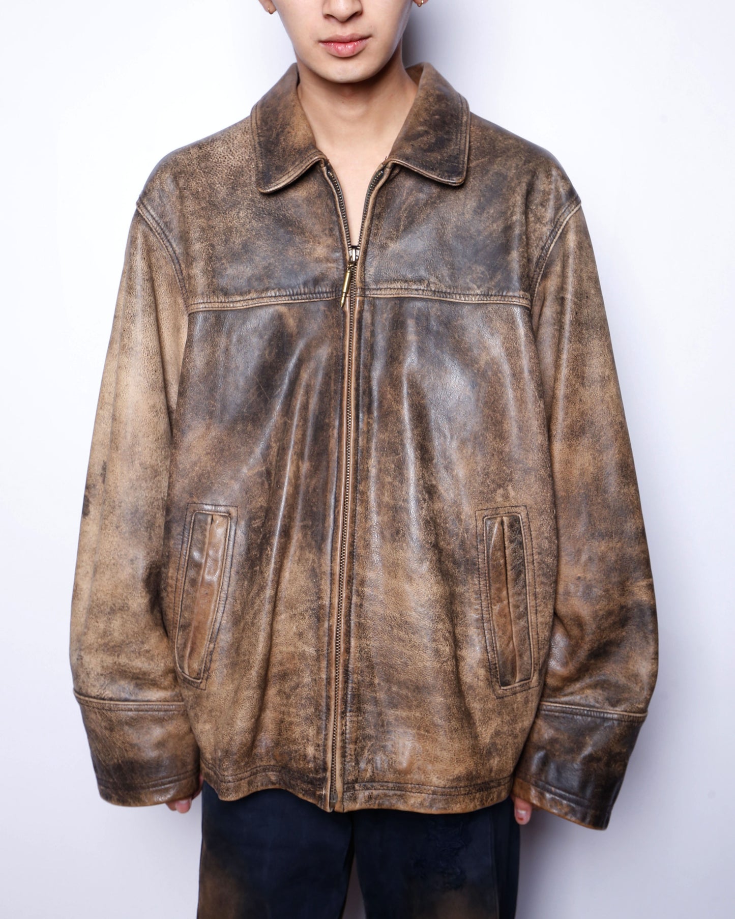vintage bullet fade leather jacket