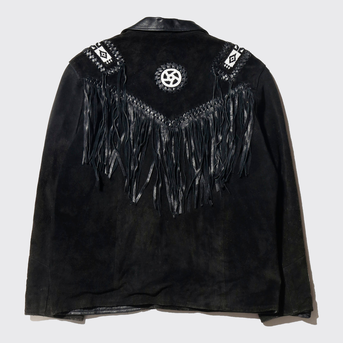 vintage 70's ashy folklore fringe leather jacket