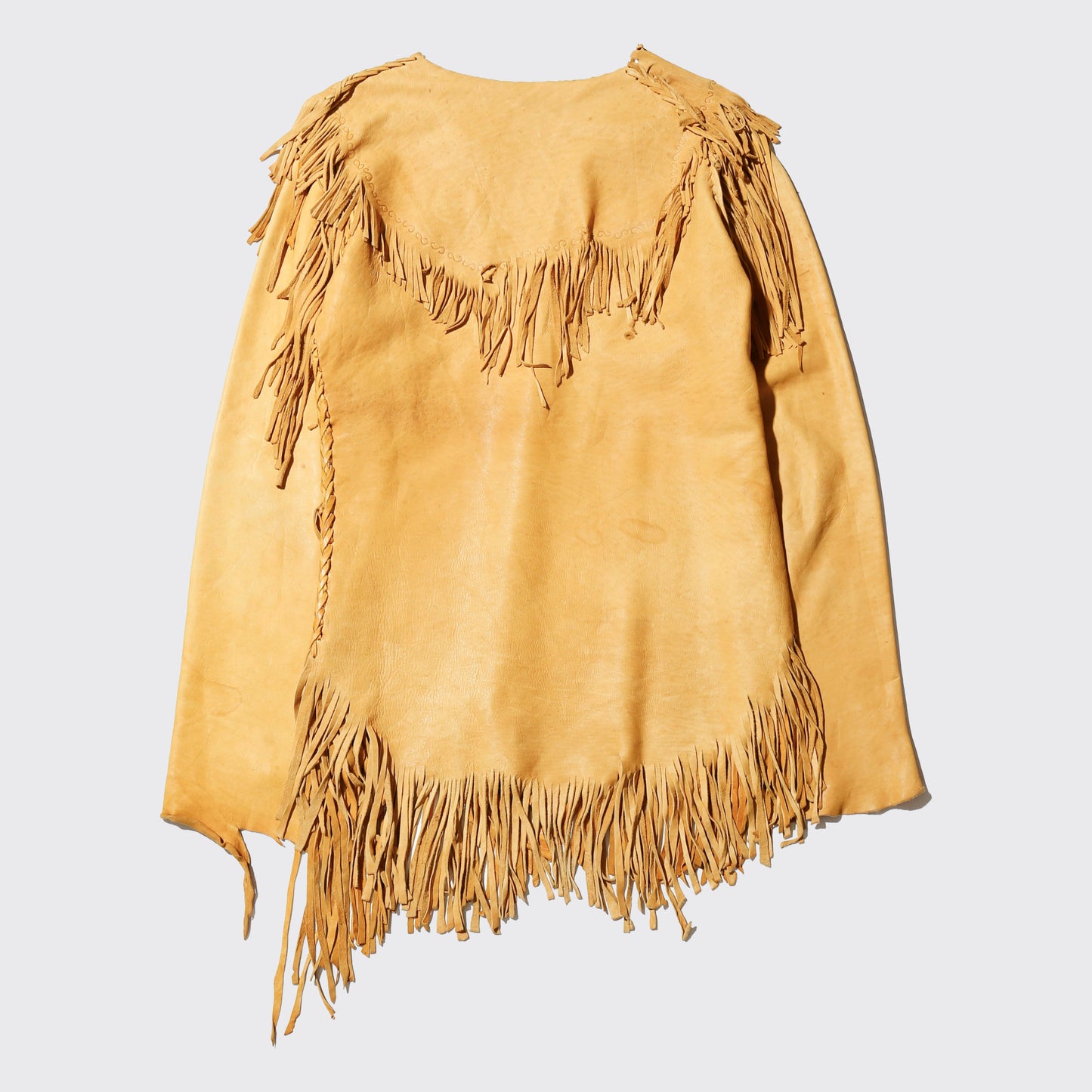 vintage 60-70's folklore fringe leather tunic pullover