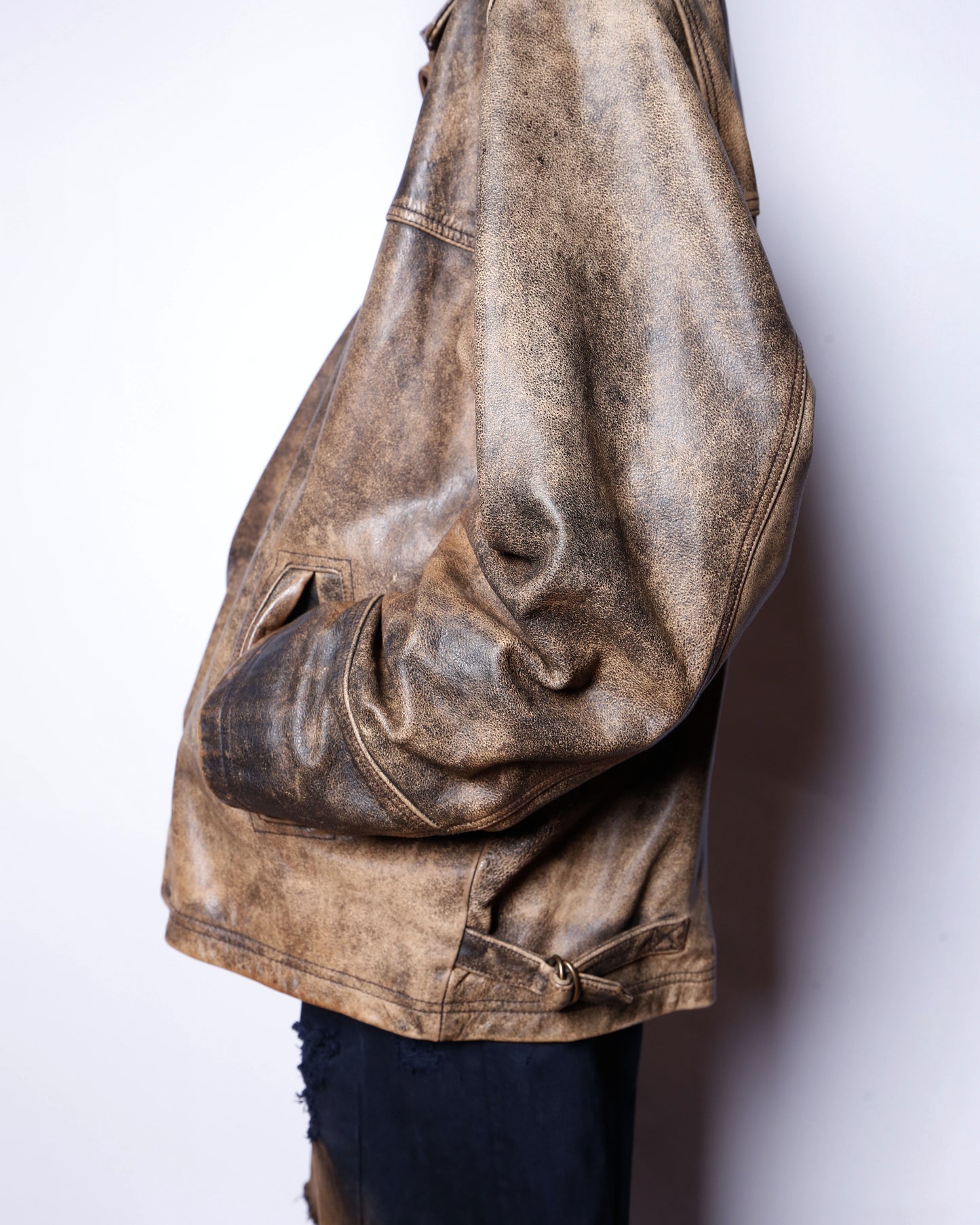 vintage bullet fade leather jacket