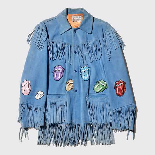 vintage 70's k bar z custom fringe western suede leather jacket