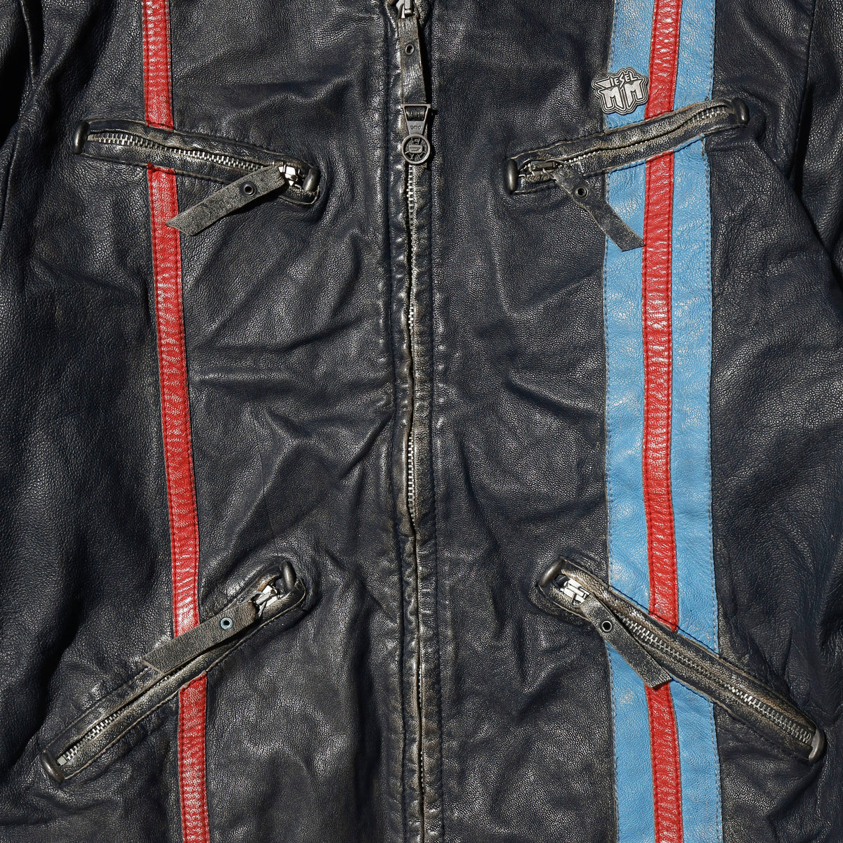 vintage 00's diesel diagonal zip moto leather jacket