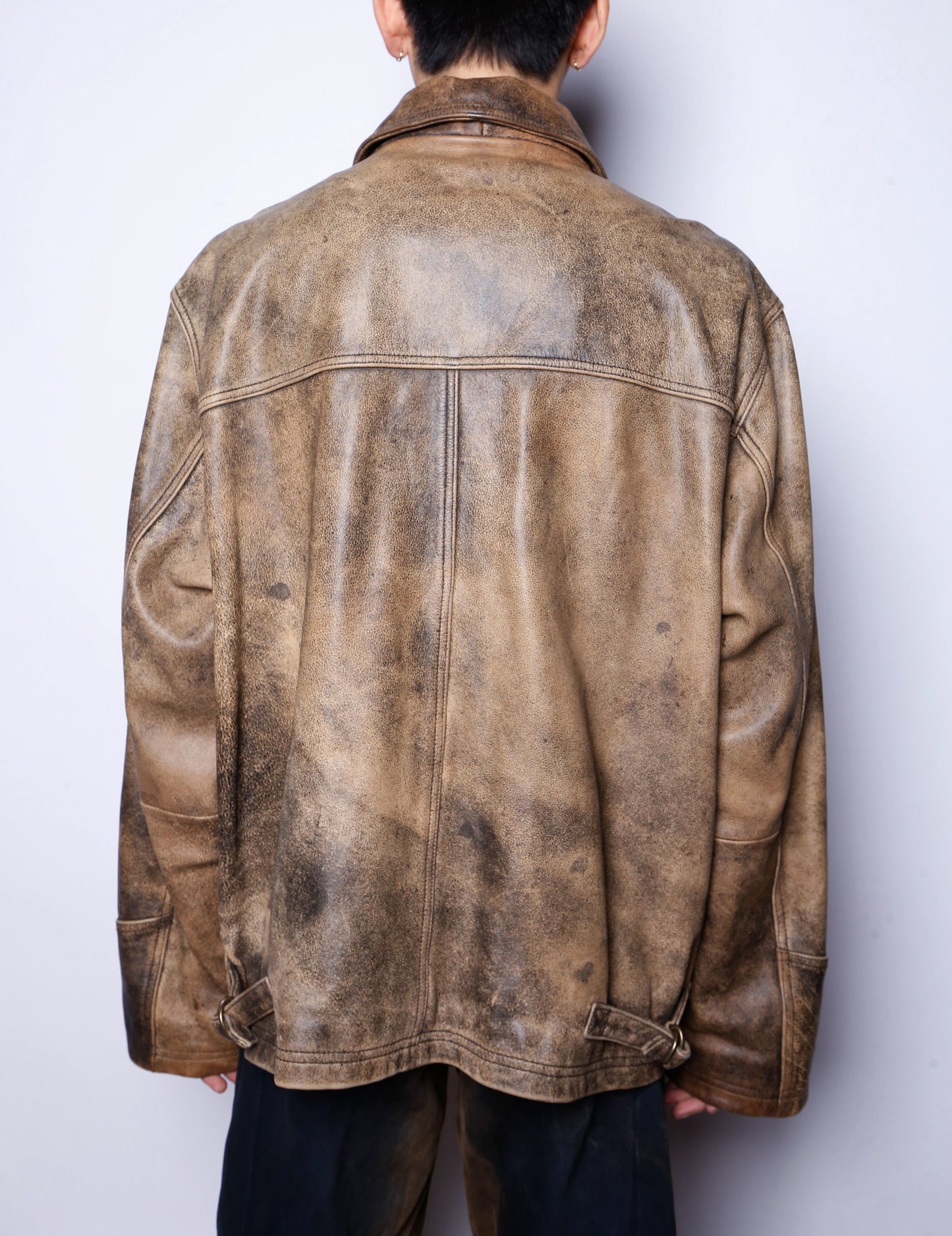vintage bullet fade leather jacket