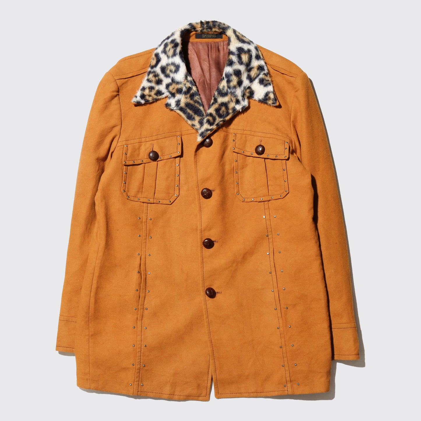 vintage 70's leopard studs velvet trucker jacket