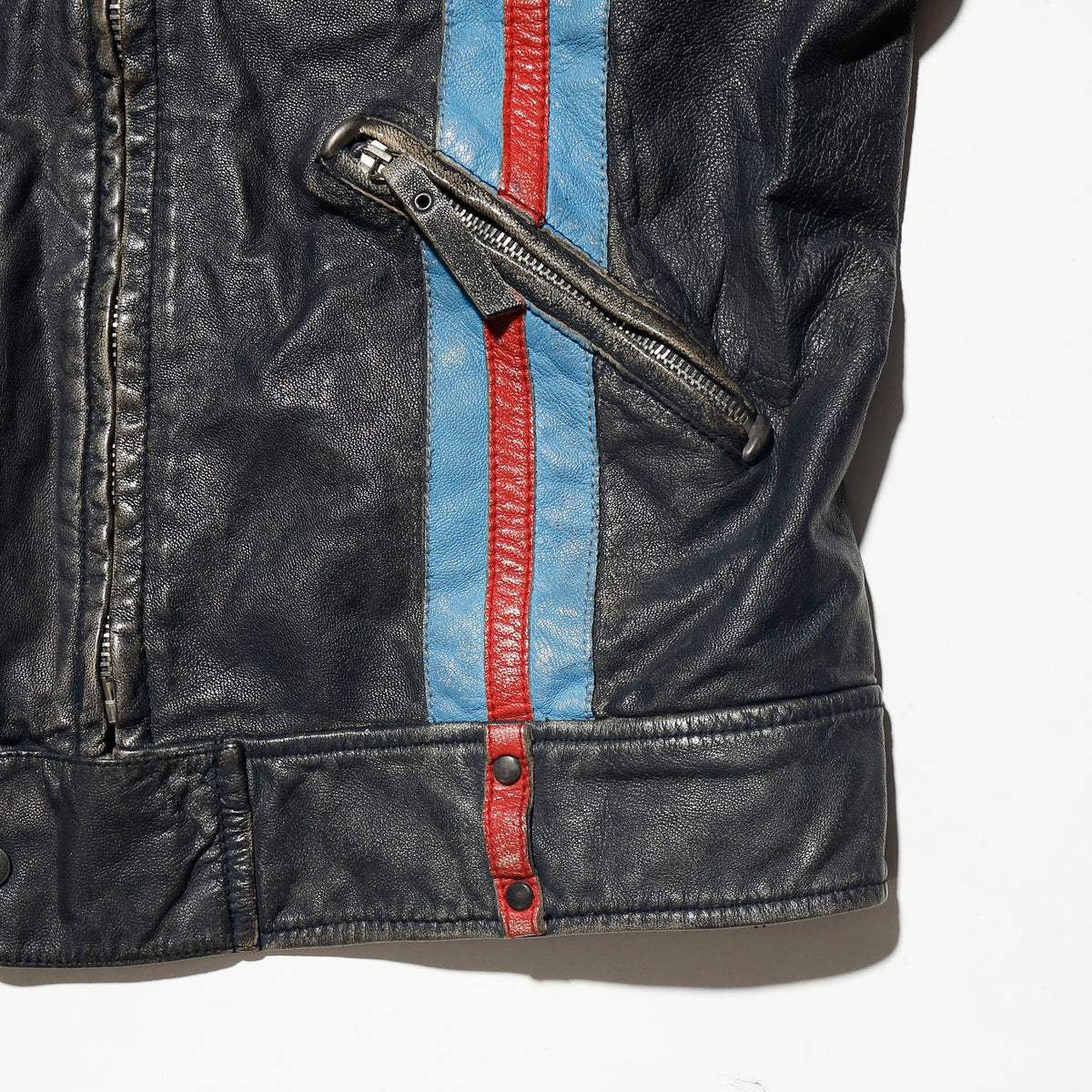 vintage 00's diesel diagonal zip moto leather jacket