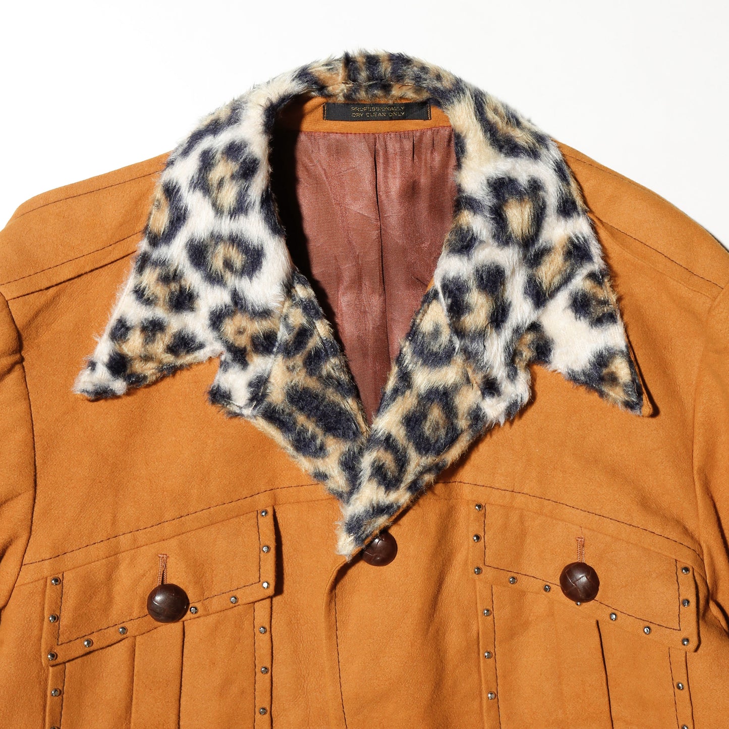 vintage 70's leopard studs velvet trucker jacket