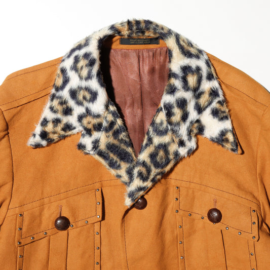 vintage 70's leopard studs velvet trucker jacket