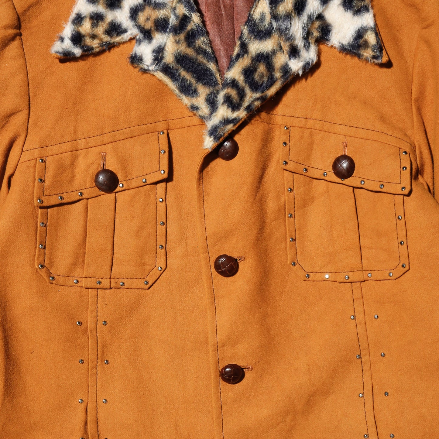 vintage 70's leopard studs velvet trucker jacket