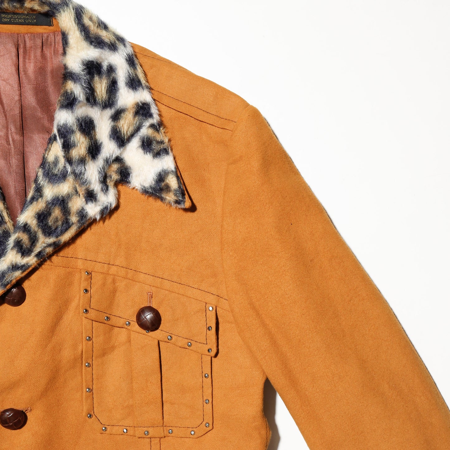 vintage 70's leopard studs velvet trucker jacket