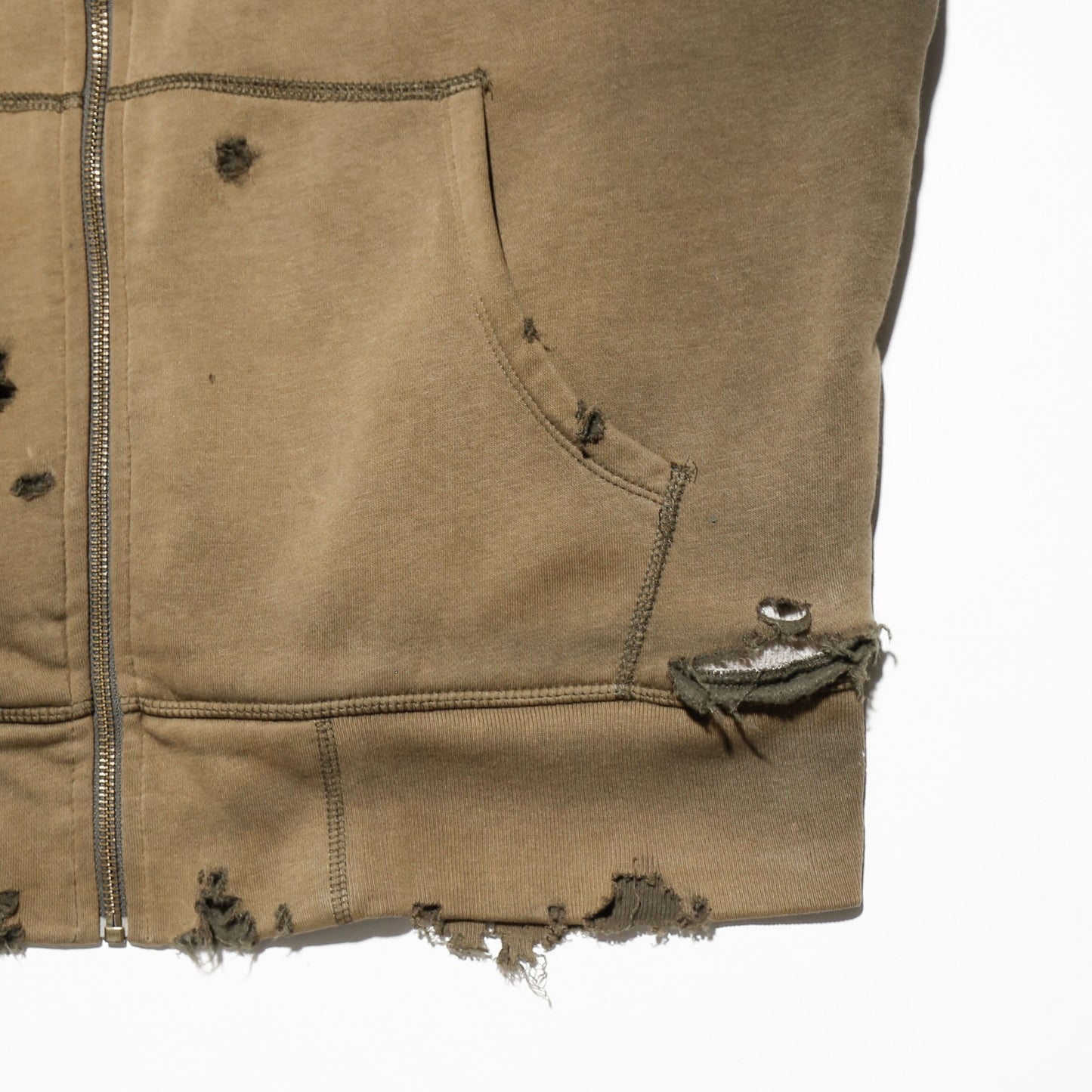 *one-off broken dust hoodie with thermal liner/aging kapper badge