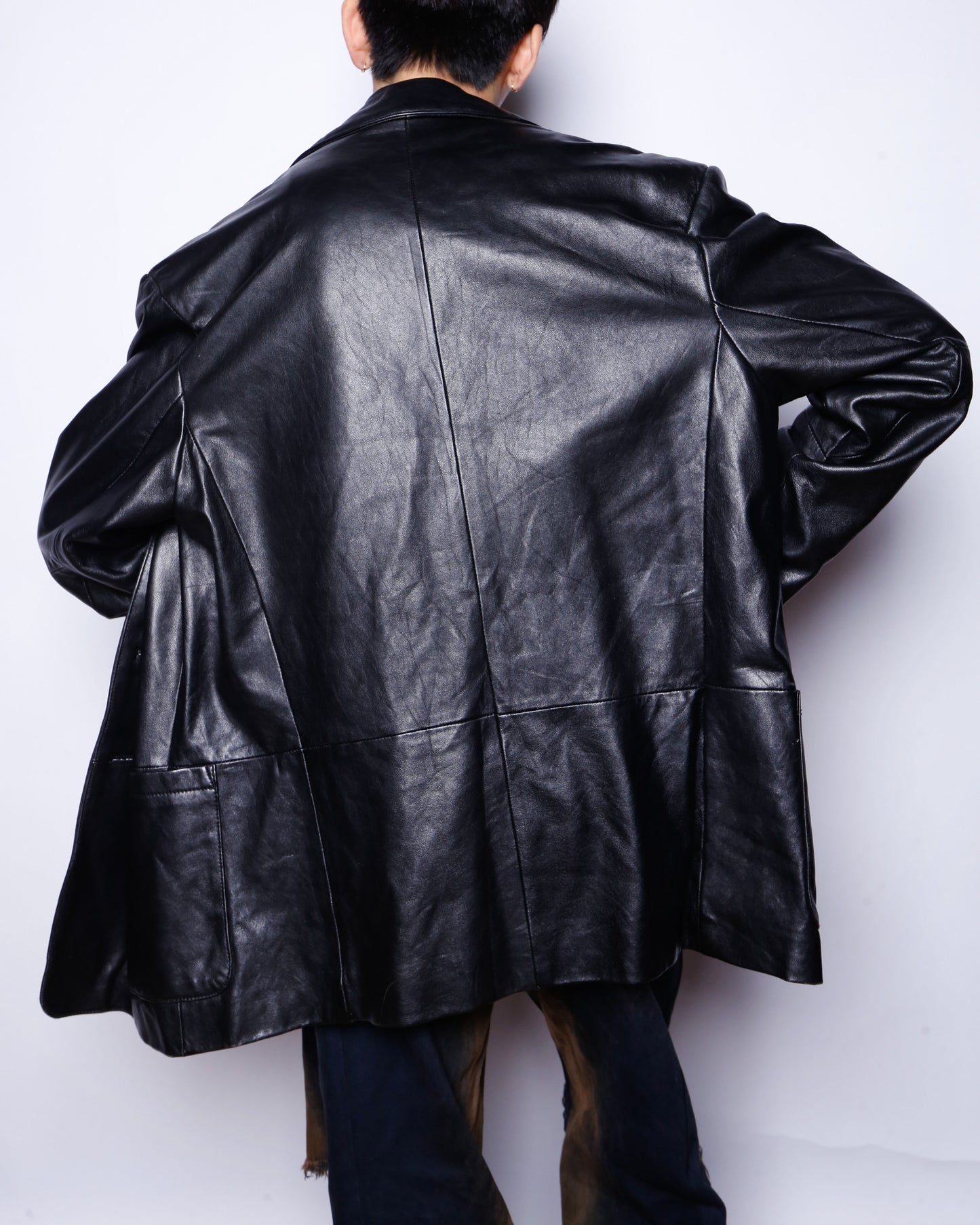 vintage dropped leather tailored jacket