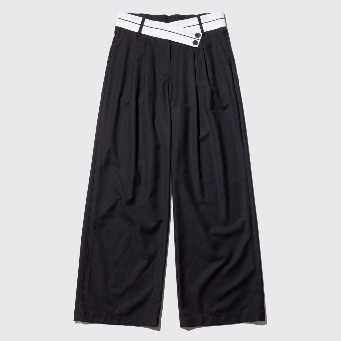 vintage slanting waist wide slacks