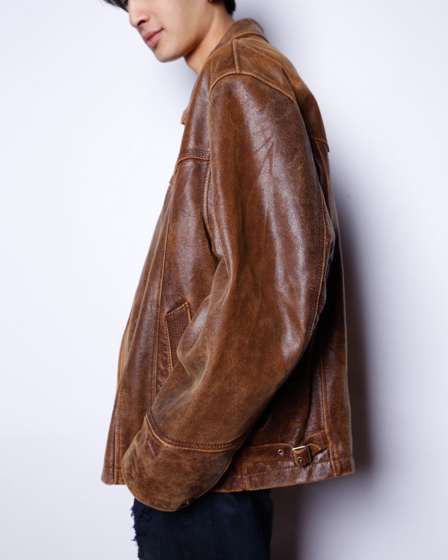 vintage fadded western leather jacket