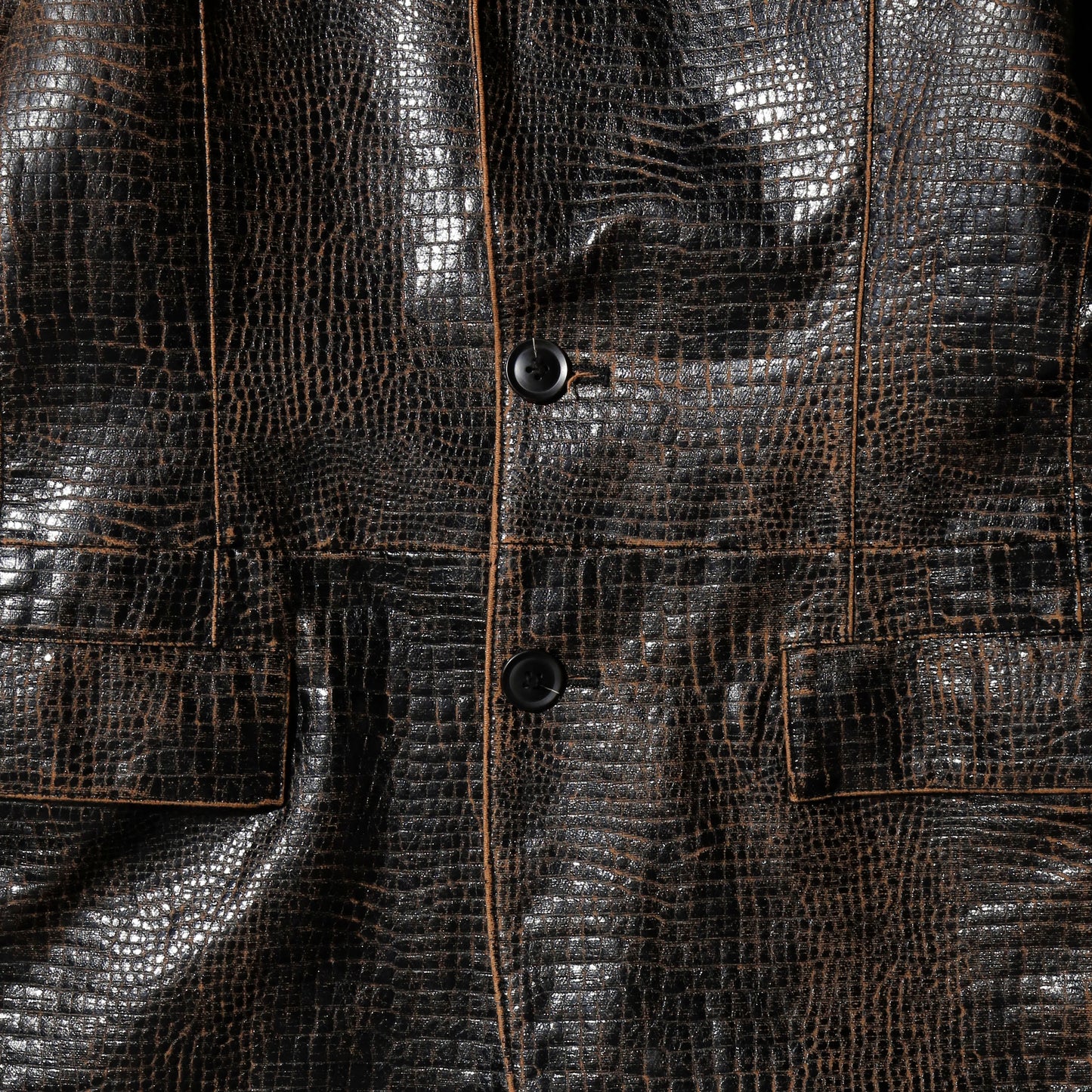 vintage 90's yoshiyuki konishi croc pattern leather tailored jacket