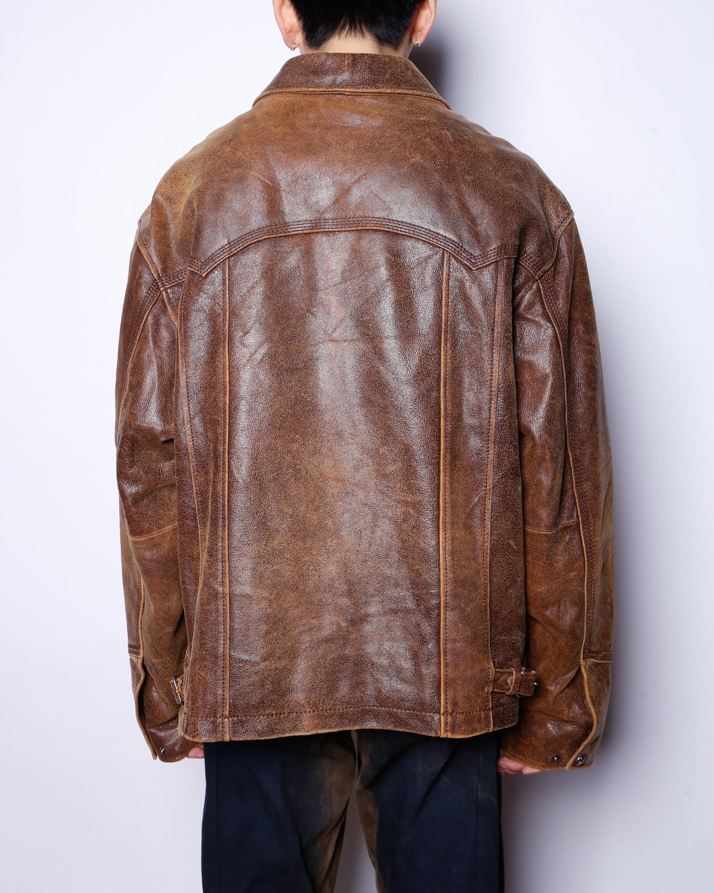vintage fadded western leather jacket