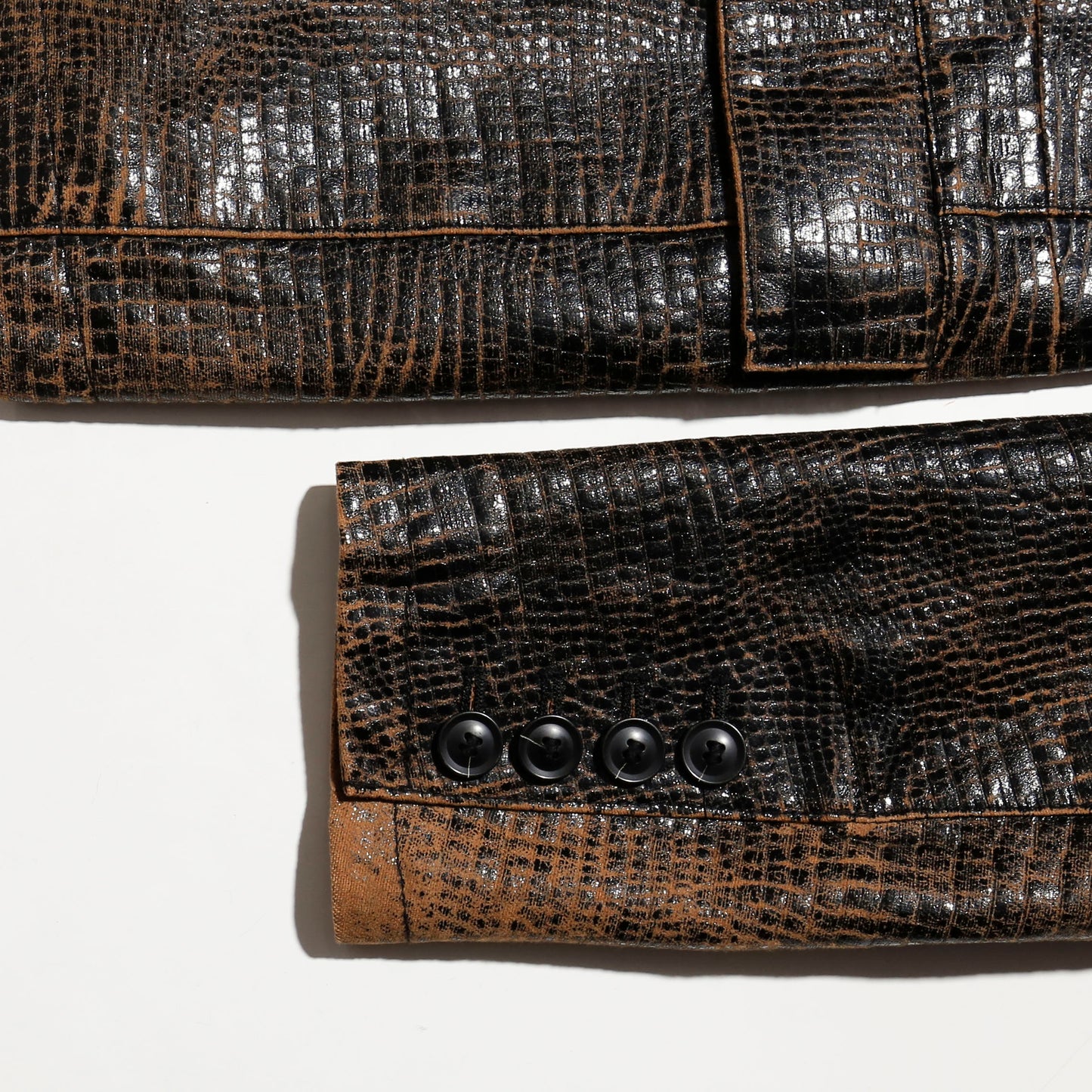 vintage 90's yoshiyuki konishi croc pattern leather tailored jacket
