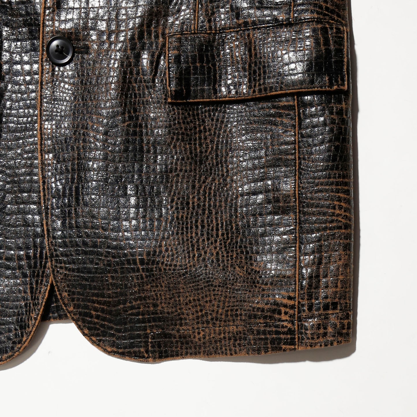 vintage 90's yoshiyuki konishi croc pattern leather tailored jacket