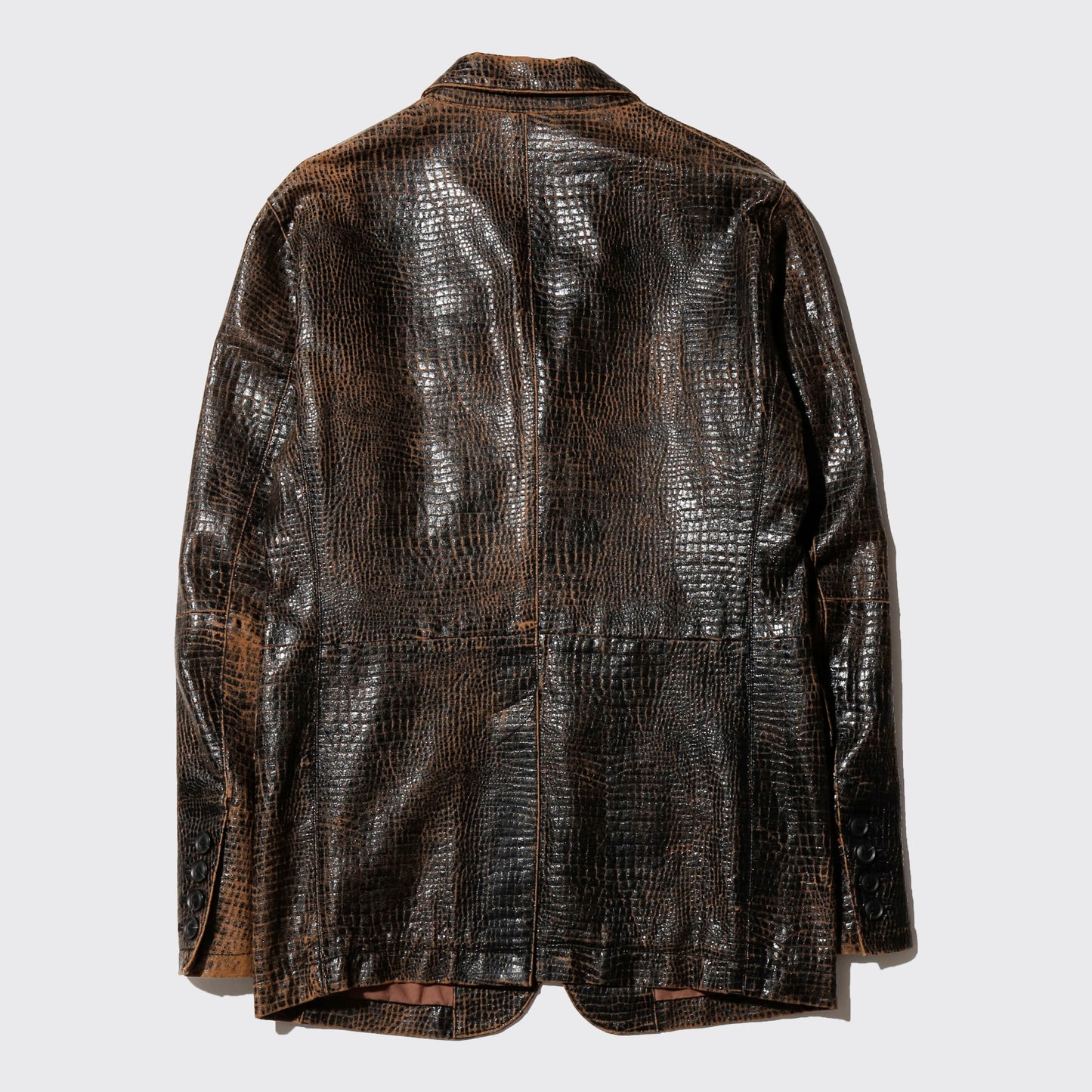 vintage 90's yoshiyuki konishi croc pattern leather tailored jacket