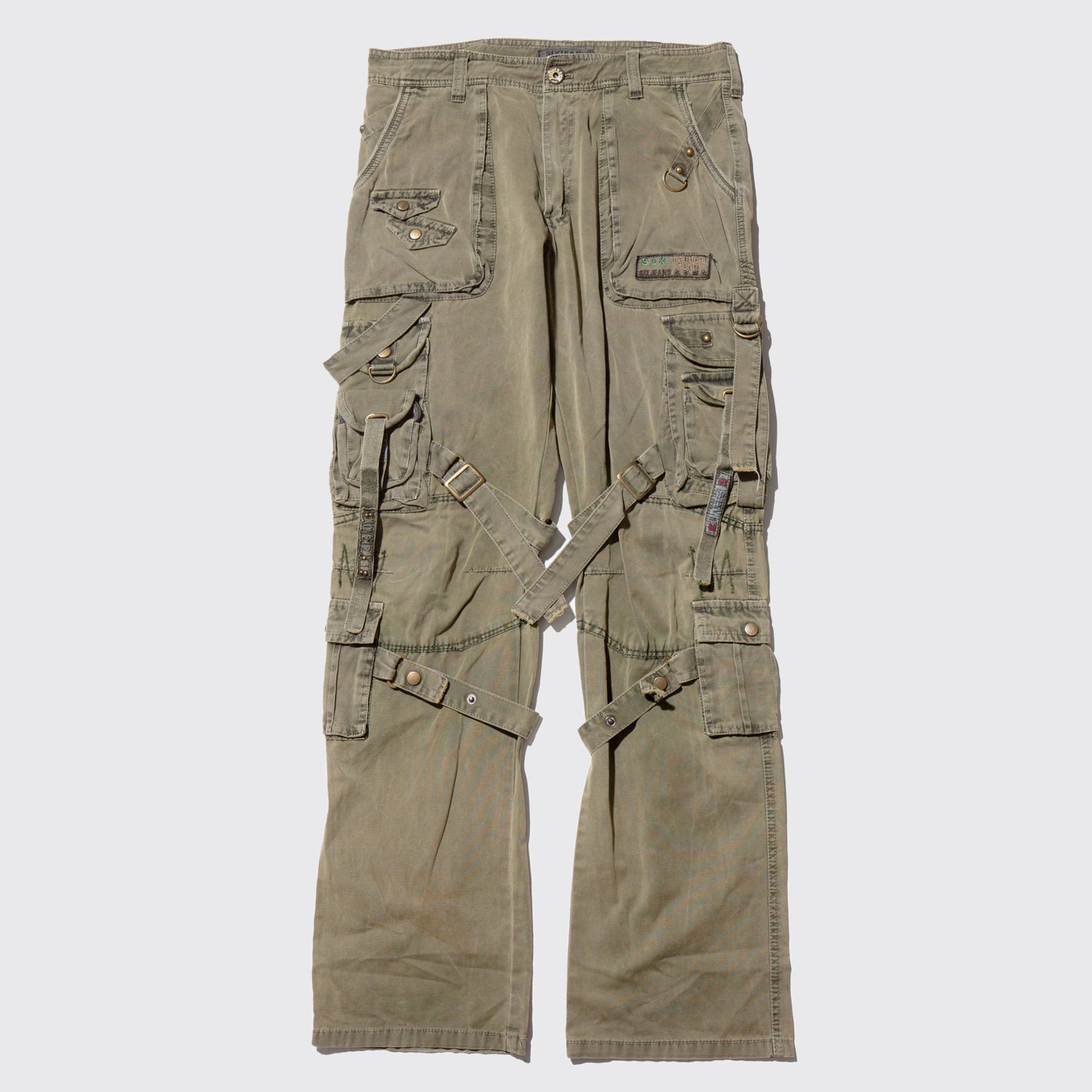 vintage fade bondage cargo trousers