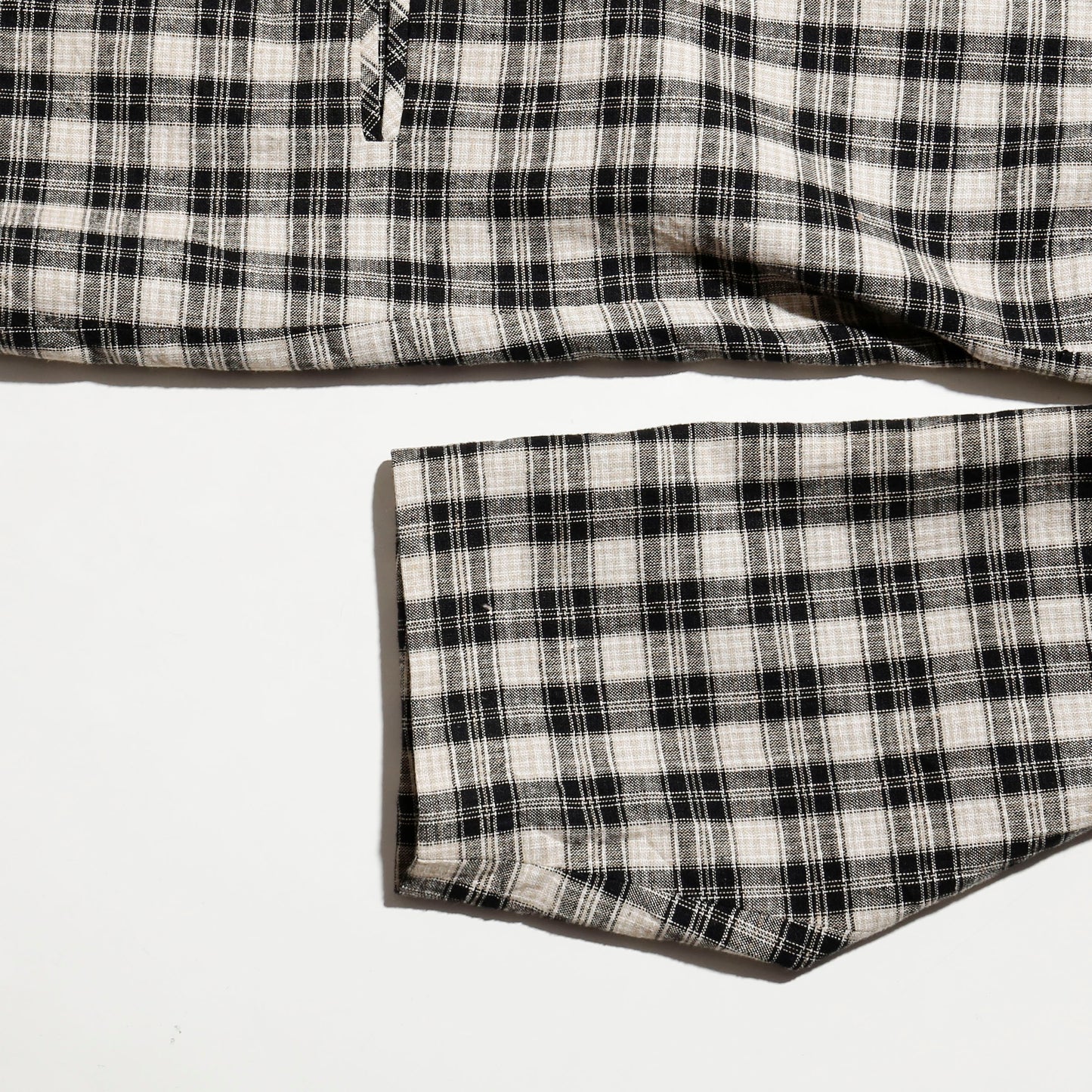 vintage check linen loose tailored jacket